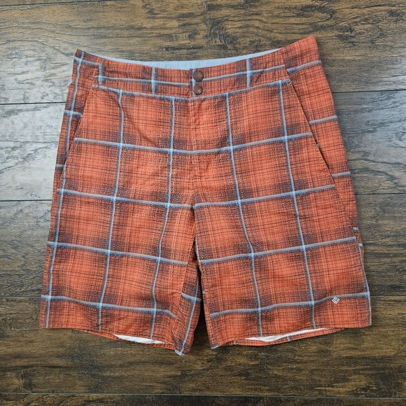 Columbia Sportswear Waterton Plaid Hybrid Swim Shorts Size 36 Omni-Shade UPF 30 - Picture 1 of 9